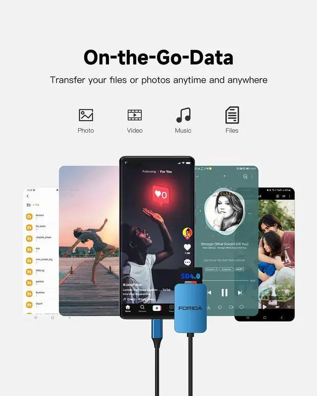 Alt view image 5 of 7 - FORIDA USB C SD Card Reader, USB 3.0 High Speed Dual Card Adapter Support DDR200 UP to 170MB/S, Compatible with V30 V60 V90 SD/TF Card, 2 Card Works Simultaneously for MacBook,iPhone