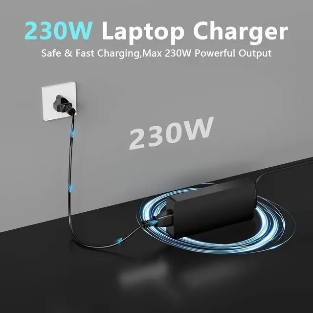 Alt view image 7 of 7 - 230W Blade Laptop Charger Compatible with Razer Blade 17 14 15 16 RZ09-0248 RC30-0248 RC30-0238 RTX3070 RTX3060 RTX3080 RTX4060 RTX4070 Blade Pro 17 4K Gaming Laptops (2018-2025) Power Adapter