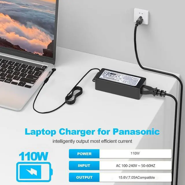 Alt view image 2 of 7 - Original 110W 15.6V 7.05A CF-AA5713A M2 Power Charger for Panasonic Toughbook CF-31 CF-53 CF-52 CF-19 CF-54 CF-33 CF-74 CF-AA5713A M1 Laptop AC Adapter with Power Cord 5.5 2.5mm