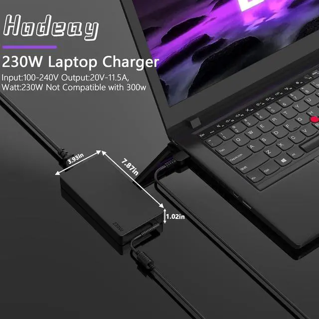 Alt view image 4 of 7 - 230W Legion Laptop Charger Compatible with Lenovo Legion 5 Slim 5 7 5P C7 S7 Y520 Y720 Y7000 Y920 Y740 Y730 Y720 Y540 Y545 C7 S7 ThinkPad P1 P73-P70 P53-P51 15ARH05 ThinkBook 16p AC Adapter