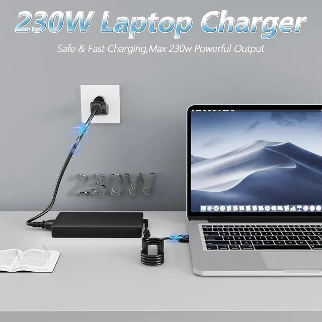 Alt view image 7 of 7 - 230W Legion Laptop Charger Compatible with Lenovo Legion 5 Slim 5 7 5P C7 S7 Y520 Y720 Y7000 Y920 Y740 Y730 Y720 Y540 Y545 C7 S7 ThinkPad P1 P73-P70 P53-P51 15ARH05 ThinkBook 16p AC Adapter