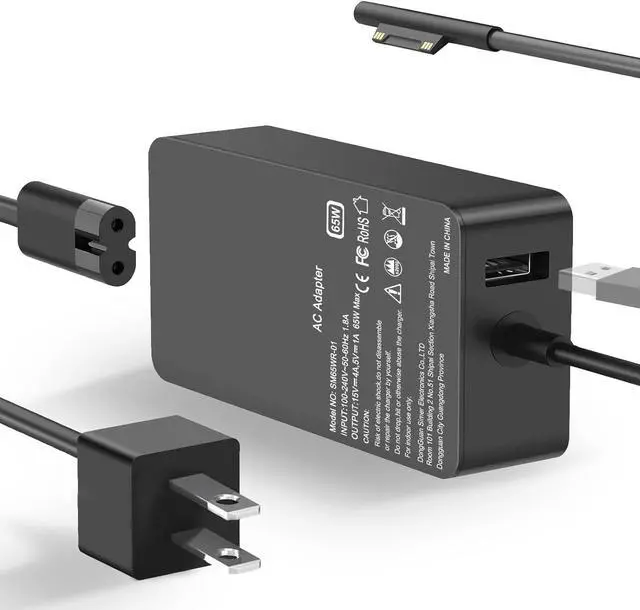 Main image of 65W Surface Pro Laptop Charger for Microsoft Surface Pro 10, 9, 8, 7+, 7, 6, 5, 4, 3, X, Magnetic Surface Connector, Supports 65W, 44W, 36W, with USB Port