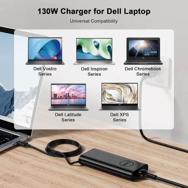 Alt view image 6 of 7 - 130W USB C Type C Laptop Charger Compatible with Dell XPS 15 2in1 9575 Latitude 9410 9510 9575 7310 7410 7210 5420 5510 5520 Precision 5530 2in1 5550 5750 3560 3550 3551 Type C AC Adapter