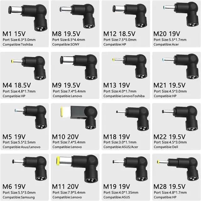 Alt view image 3 of 7 - 90W Universal AC Adapter Laptop Charger Replacement for HP Dell Len OVO Acer Asus Toshiba Sony Gate Way Notebook Ultrabook Chrome Book, Universal Laptop ChargerPower Supply Cord with 16 Tips
