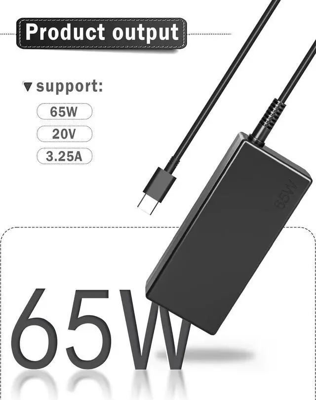 Alt view image 5 of 7 - 65W 45W USB C Laptop Charger for HP EliteBook 830 835 840 845 860 865 640 650 655 1040 G8 G9 G10 G11 Probook 440 445 450 455 460 465 G8 G9 G10 G11 Chromebook USB Type C