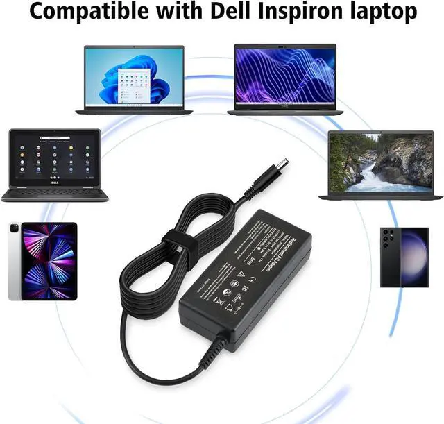 Alt view image 4 of 7 - 65W AC Laptop Charger for Dell Inspiron 15-3000 15-5000 15-7000 17-3000 17-5000 17-7000 13-5000 13-7000 11-3000 2 in 1 Series 3558 3181 5558 5559 5567 5100 5535 5555 XPS 9350 9360 Adapter Power Cord