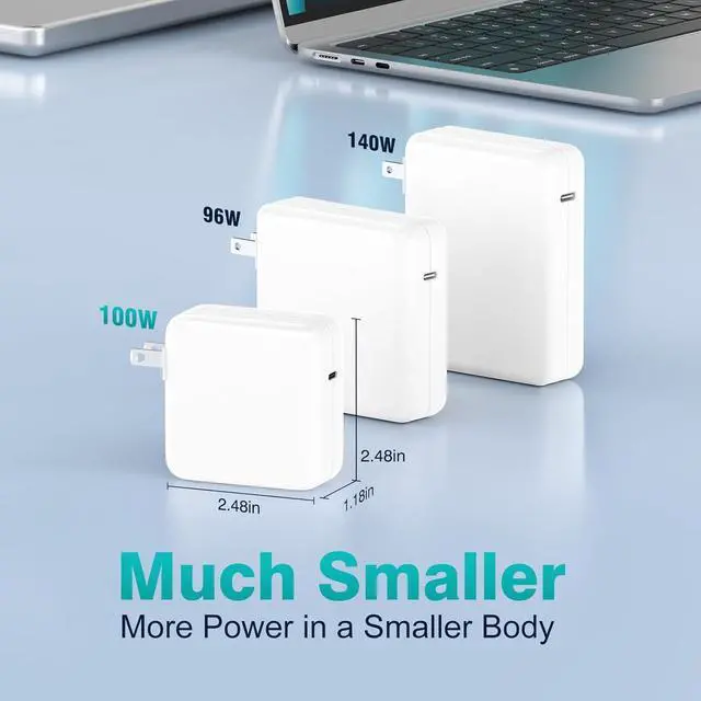 Alt view image 5 of 7 - Charger for MacBook Pro 16 14 inch MacBook Air 15 13 inch 2025 2024 2023 2022 2021 2020 2019 M4 M3 M2 M1 Super Compact 100W USB C Laptop Power Adapter 6.6FT USB-C Braided Cable Original Quality