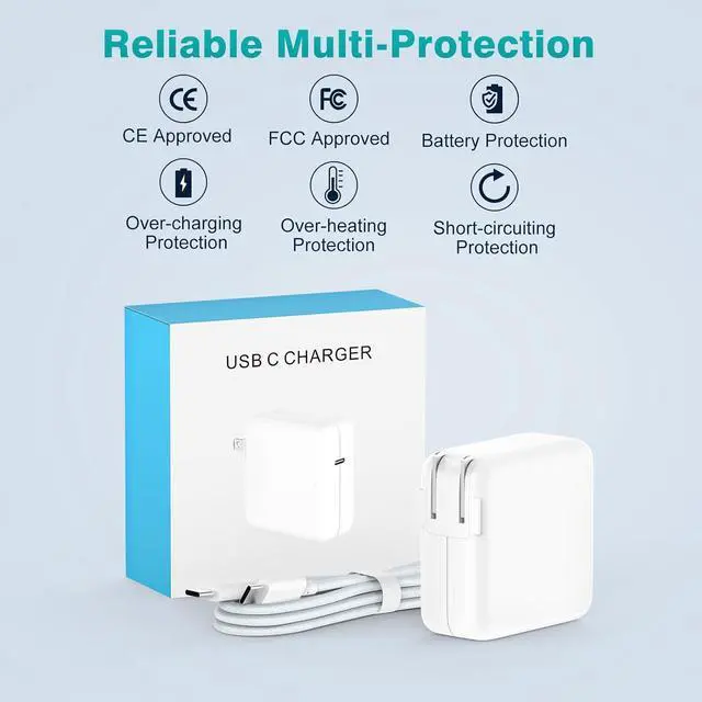 Alt view image 6 of 7 - Charger for MacBook Pro 16 14 inch MacBook Air 15 13 inch 2025 2024 2023 2022 2021 2020 2019 M4 M3 M2 M1 Super Compact 100W USB C Laptop Power Adapter 6.6FT USB-C Braided Cable Original Quality