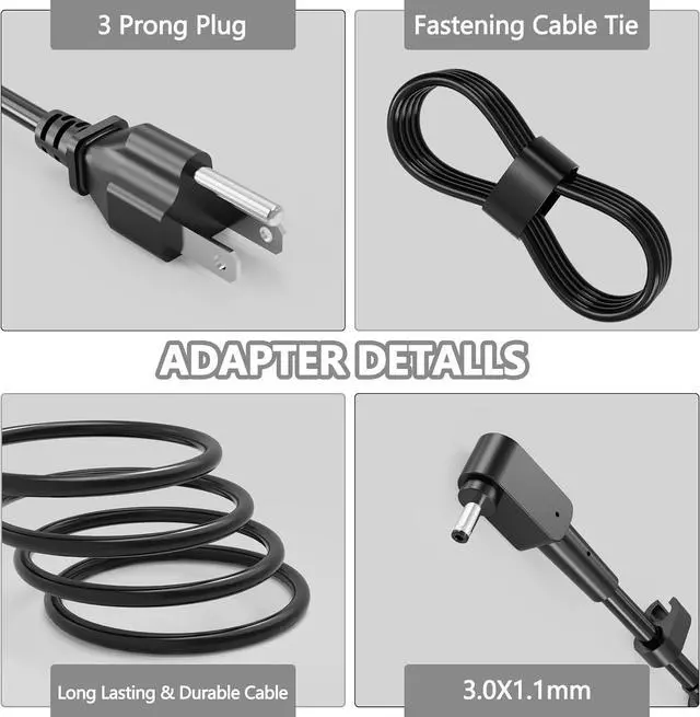 Alt view image 3 of 6 - 45W Charger fit for Acer Aspire 3 A315-23 A315-22 A315-34 A315-58 A315-58G A315-57G A315-44P A315-24 A315-59 A315-51P A315-24P A315-23G A315-35 A315-33 Laptop Power Cord