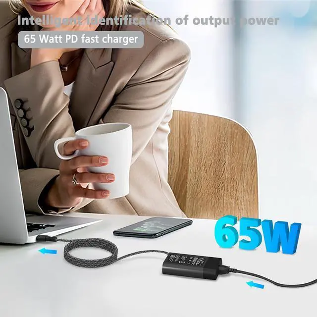 Alt view image 5 of 7 - 65W 45W HP USB Type C Laptop Charger for HP Chromebook,Spectre X360,Spectre Elitebook x360 Fast Charging Elitebook,Envy, AC Adapter, Elite x2,ProBook and All USB C Power Supply Cord