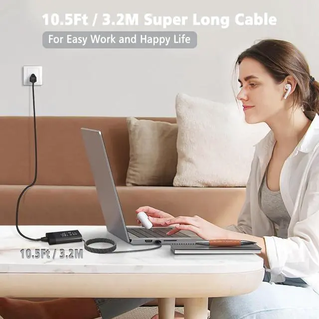 Alt view image 6 of 7 - 65W 45W HP USB Type C Laptop Charger for HP Chromebook,Spectre X360,Spectre Elitebook x360 Fast Charging Elitebook,Envy, AC Adapter, Elite x2,ProBook and All USB C Power Supply Cord