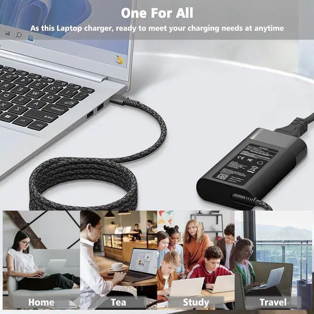Alt view image 7 of 7 - 65W 45W HP USB Type C Laptop Charger for HP Chromebook,Spectre X360,Spectre Elitebook x360 Fast Charging Elitebook,Envy, AC Adapter, Elite x2,ProBook and All USB C Power Supply Cord