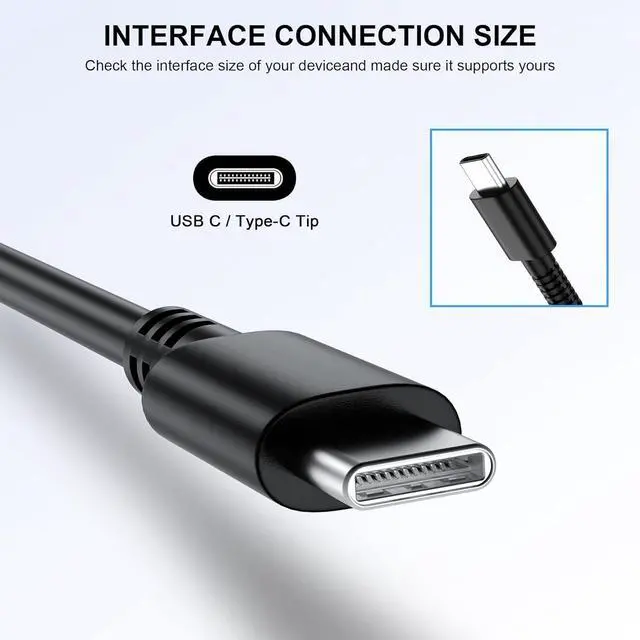 Alt view image 2 of 6 - 65W 45Watt USB C Laptop Charger for Dell Latitude 5520 7420 5430 5530 5440 7440 3540 5420 3440, for Dell XPS 13 Chromebook 3100 3110 Charger USBC Type C Computer Fast Charging AC Adapter Power Cord