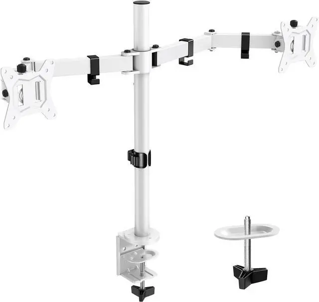 Main image of ErGear Fully Adjustable Dual Monitor Mount for 2 Screens up to 32 Inches, Holds up to 17.6 lbs Each Arm, Desk Stand, White