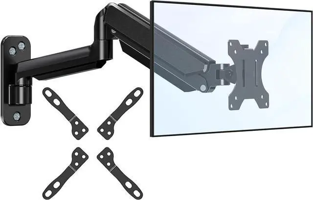 Main image of MOUNTUP Monitor Wall Mount for 17-35 Inch Computer Screen, Gas Spring Single Monitor Arm with VESA Extension Kit for VESA 75x75, 100x100, 100x200, 200x100, 200x200, Support 4.4-26.5lbs Display, Black