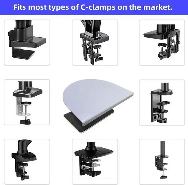 Alt view image 6 of 6 - Steel Monitor Mount Reinforcement PlateMonitor Arm Reinforcement Plate for Fragile Tabletop, Monitor Mount Reinforcement Plate Fits Most Monitor Stand C Clamp Installation (White-1)