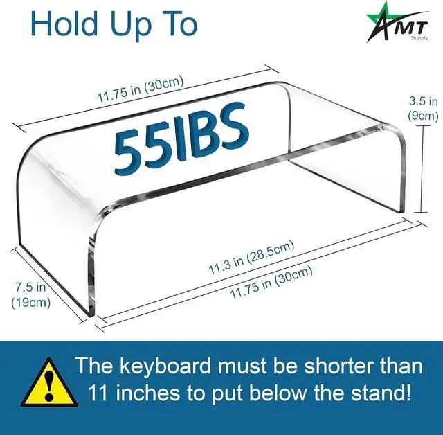 Alt view image 2 of 7 - AMT Premium Acrylic Clear Monitor Riser Laptop/PC/Multimedia Monitor Stand for Home Office