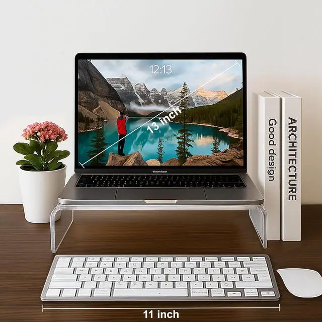 Alt view image 4 of 7 - AMT Premium Acrylic Clear Monitor Riser Laptop/PC/Multimedia Monitor Stand for Home Office