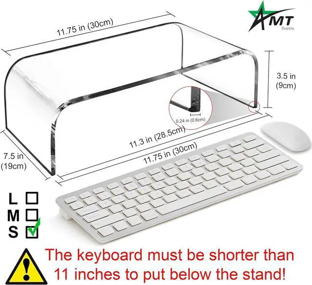 Alt view image 6 of 7 - AMT Premium Acrylic Clear Monitor Riser Laptop/PC/Multimedia Monitor Stand for Home Office