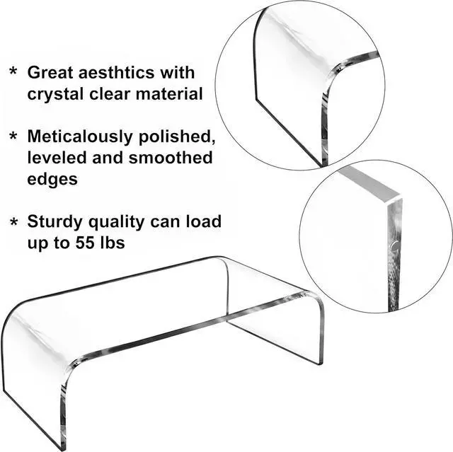 Alt view image 7 of 7 - AMT Premium Acrylic Clear Monitor Riser Laptop/PC/Multimedia Monitor Stand for Home Office