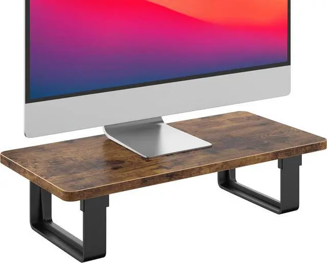 Main image of Monitor Stand Riser with 50 LB Capacity, Stable Wood Computer Monitor Stand for Desk Organizers, Anti-slip Computer Riser Monitor Shelf for PC Laptop Notebook Printer Computer iMac, Rustic Brown