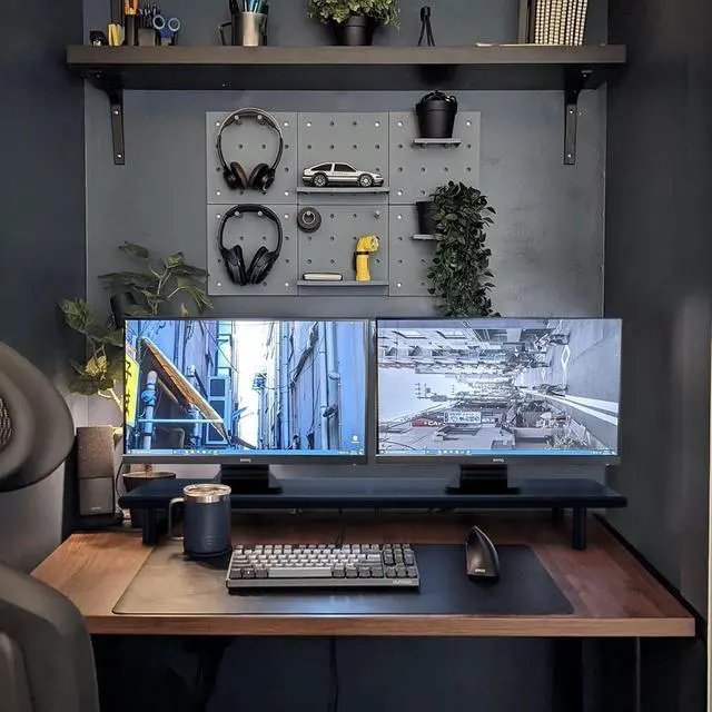 Alt view image 5 of 7 - Bamboo Dual Monitor Stand Riser, Supports 2 Monitors, Printer, Heavy TV up to 300 lbs and 75 Inches