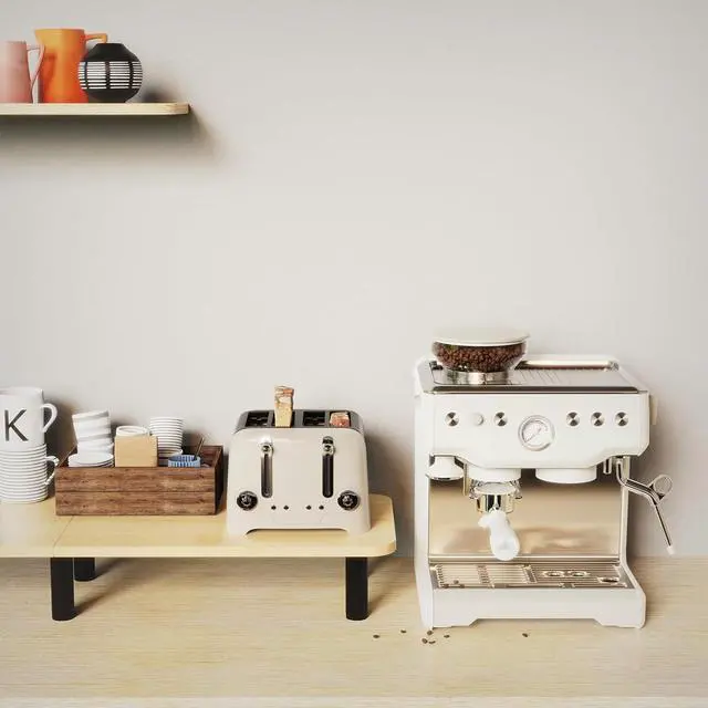 Alt view image 5 of 7 - Large Extra Long Monitor Stand Riser 43.7in,Dual Monitor Riser, Wide TV Stand for 2 Monitors, Wood & Steel Leg Adjustable Height Desktop Riser, Home Office Organization. (Natural)