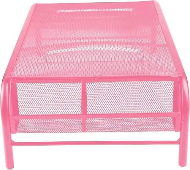 Alt view image 2 of 7 - Mind Reader Monitor Stand, Ventilated Laptop Riser, Desktop Organizer, Side Storage, Metal Mesh, 20" L x 11.5" W x 5.5" H, Pink