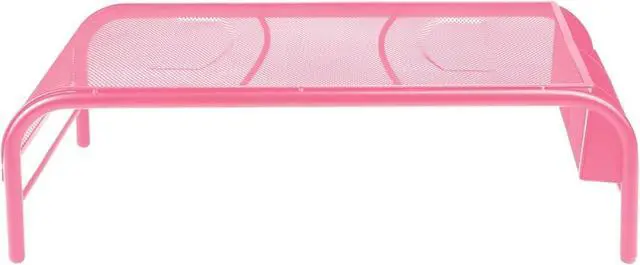 Alt view image 7 of 7 - Mind Reader Monitor Stand, Ventilated Laptop Riser, Desktop Organizer, Side Storage, Metal Mesh, 20" L x 11.5" W x 5.5" H, Pink
