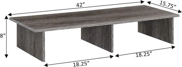 Alt view image 4 of 5 - Convenience Concepts Designs2Go Wide TV Riser 42", for TVs up to 46" - Contemporary TV or Computer Riser for Living Room, Modern Office, Den, Weathered Gray
