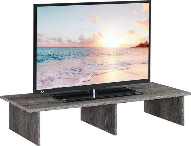 Alt view image 3 of 5 - Convenience Concepts Designs2Go Wide TV Riser 42", for TVs up to 46" - Contemporary TV or Computer Riser for Living Room, Modern Office, Den, Weathered Gray
