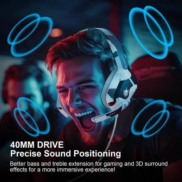 Alt view image 3 of 7 - PHOINIKAS Gaming Headset for PS4, Xbox One, PC, Laptop, Mac, Nintendo Switch, 3.5MM PS4 Stereo Headset Over Ear Headphones with Noise-Cancelling Mic, Bass Surround - Camo