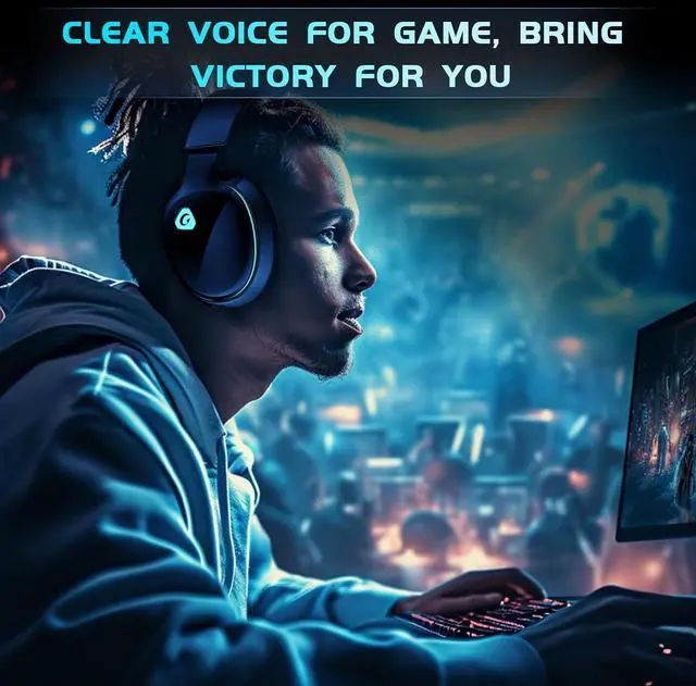Alt view image 7 of 7 - 2.4GHz Wireless Gaming Headphones for PS5, PS4 Fortnite & Call of Duty/FPS Gamers, PC, Nintendo Switch, Bluetooth 5.3 Gaming Headset with Noise Canceling Mic, Stereo Sound, 40+Hr Battery -Black