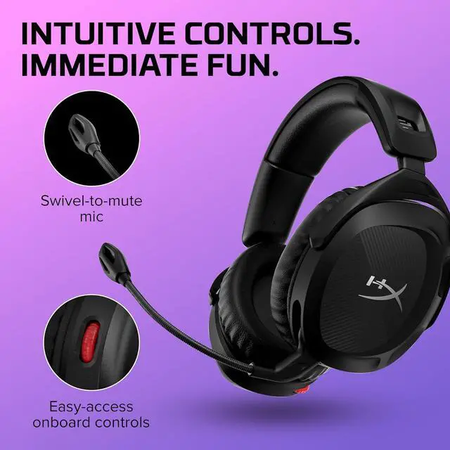 Alt view image 4 of 7 - HyperX Cloud Stinger 2 - Wireless Gaming Headset  Compatible with PC. Noise-cancelling Swivel-to-mute Microphone, Comfortable Memory Foam, UP to 20 hours of battery life,Black