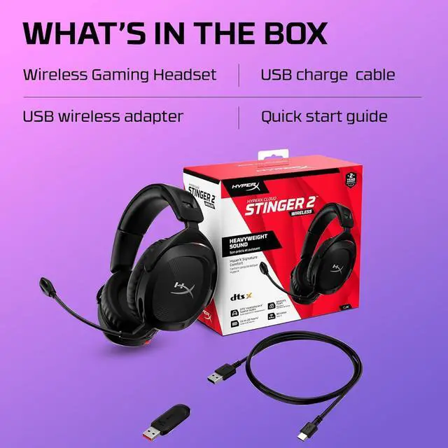 Alt view image 7 of 7 - HyperX Cloud Stinger 2 - Wireless Gaming Headset  Compatible with PC. Noise-cancelling Swivel-to-mute Microphone, Comfortable Memory Foam, UP to 20 hours of battery life,Black