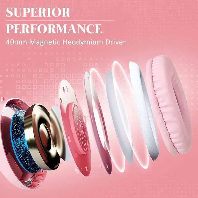 Alt view image 2 of 7 - DIWUER Gaming Headset for Xbox One, PS4, PS5, Nintendo Switch, Bass Surround and Noise Cancelling 3.5mm Over Ear Headphones with Mic for Laptop PC Smartphones, Pink