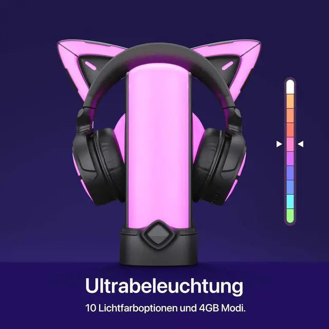 Alt view image 3 of 7 - YOWU RGB Headphone Stand with Charger - 4 in 1 Docking Station & 10 Magical Light Modes - Cool Gaming Accessories (Black)