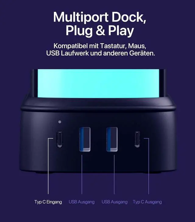 Alt view image 4 of 7 - YOWU RGB Headphone Stand with Charger - 4 in 1 Docking Station & 10 Magical Light Modes - Cool Gaming Accessories (Black)