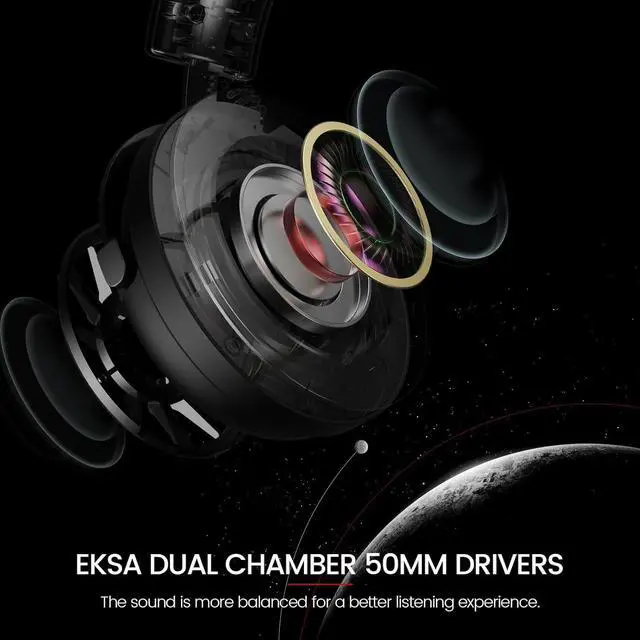Alt view image 3 of 7 - EKSA Gaming Headset with Microphone for PS5 PS4 PC Switch Xbox One, Over-Ear Headphones with Detachable Noise Cancelling Mic, 50 mm Drivers,3D Stereo Surround Sound, Wired Gaming Headphones-Gift