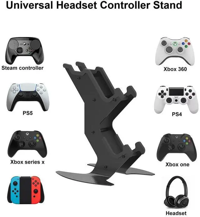 Alt view image 3 of 7 - Controller Holder, Game Controller Rack Headset Stand for Xbox Series X S/Xbox one / PS5 / PS4 / NS/PC/Headset, Aluminum Metal Mount Universal Organizer for Video Game Accessories