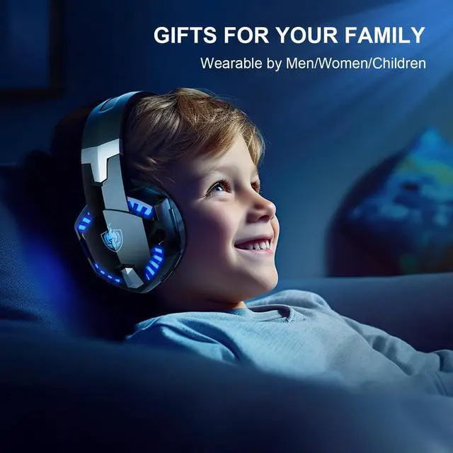 Alt view image 6 of 7 - PHOINIKAS Gaming Headset for PC, PS4, PS5, Xbox, 7.1 Stereo Gaming Headphone for Switch, Over Ear Headphones with Noise Cancelling Mic (Blue)