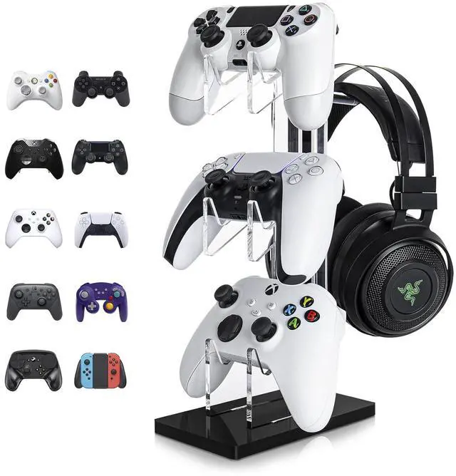 Main image of OAPRIRE Universal 3 Tier Controller Holder and Headset Stand for PS4 PS5 XBOX ONE SWITCH, Controller Stand Gaming Accessories, Build Your Game Fortresses (Black)
