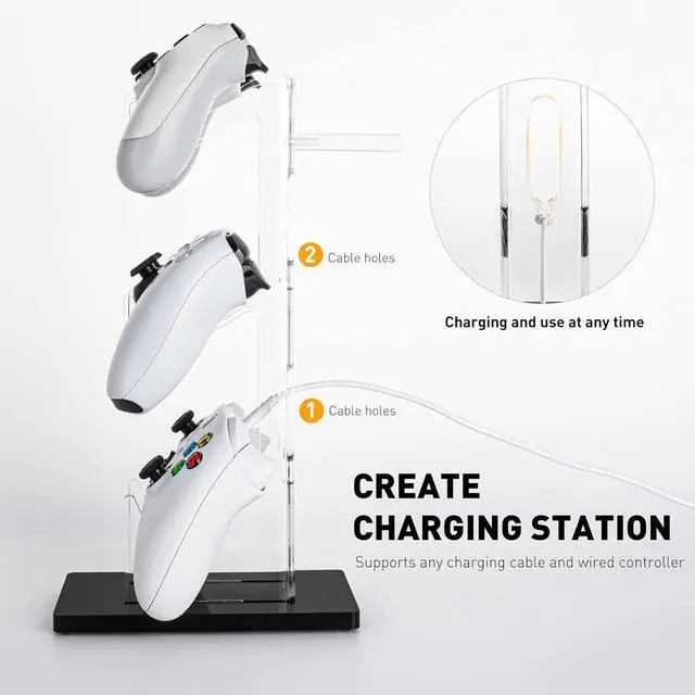 Alt view image 6 of 7 - OAPRIRE Universal 3 Tier Controller Holder and Headset Stand for PS4 PS5 XBOX ONE SWITCH, Controller Stand Gaming Accessories, Build Your Game Fortresses (Black)