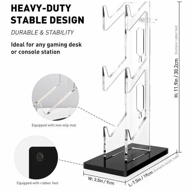 Alt view image 5 of 7 - OAPRIRE Universal 3 Tier Controller Holder and Headset Stand for PS4 PS5 XBOX ONE SWITCH, Controller Stand Gaming Accessories, Build Your Game Fortresses (Black)