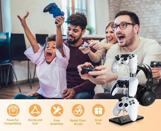 Alt view image 7 of 7 - OAPRIRE Universal 3 Tier Controller Holder and Headset Stand for PS4 PS5 XBOX ONE SWITCH, Controller Stand Gaming Accessories, Build Your Game Fortresses (Black)