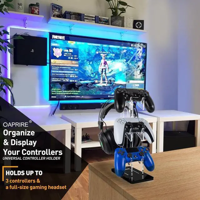 Alt view image 2 of 7 - OAPRIRE Universal 3 Tier Controller Holder and Headset Stand for PS4 PS5 XBOX ONE SWITCH, Controller Stand Gaming Accessories, Build Your Game Fortresses (Black)