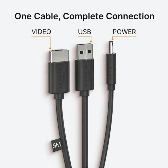 Alt view image 4 of 7 - Skywin 3-in-1 Flat HTC Vive Compatible Cable (5 Meters / 16 Feet), Replacement 3-in-1 Connection Cable for HTC Vive Headset and Linkbox (Black)