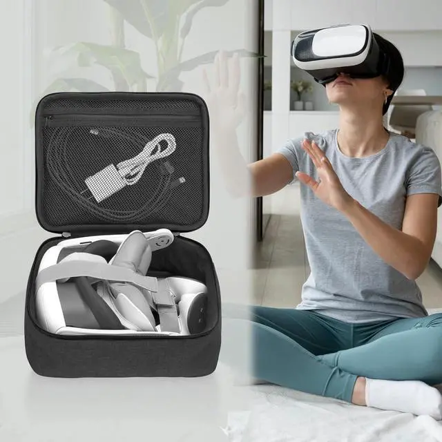 Alt view image 7 of 7 - KISLANE Soft Carrying Case Compatible with Oculus Quest 2 VR, Headset Fits for Travel, Home, Outdoor, Not Compatible with Elite Strap(Black)
