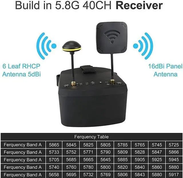 Alt view image 3 of 6 - EV800D FPV Goggles with DVR 5.8G 40CH 5 Inch 800x480 Build in Antenna Battery for Analog FPV Camera and Transmitter FPV Drone RC Car