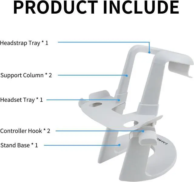 Alt view image 6 of 7 - Design VR Stand Compatible with Quest 3S/Quest 3/Quest 2/ Quest/Rift S/Valve Index Headset, and Touch Controllers Accessories(White)